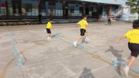 Movement education teaching kindergarten. Students are joyful Stock Footage 72167316