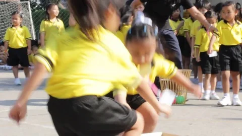 Movement education teaching kindergarten. Students are joyful Stock Footage 72168046