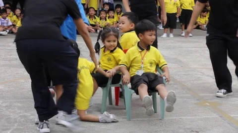 Movement education teaching kindergarten. Students are joyful Stock Footage 72169201