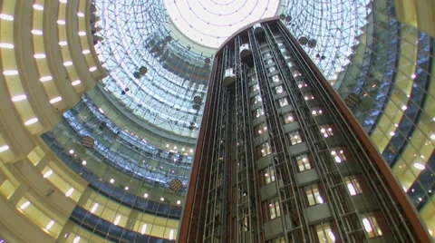 The movement of elevators in the building Stock Footage 50960341