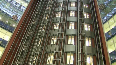 The movement of elevators in the building Stock Footage 50960369