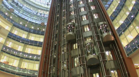 The movement of elevators in the building Stock Footage 51439952