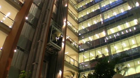The movement of elevators in the building Stock Footage 51439969