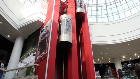 The movement of elevators in the center of trade Video stock 73140373