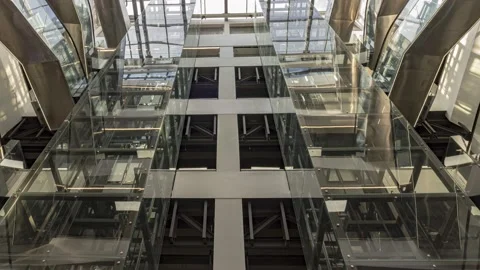 The movement of elevators in the mall, time lapse Stock Footage 172369496