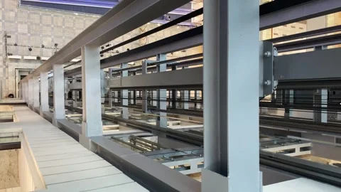 The movement of elevators in a private business center Stock Footage 244026810