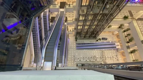 The movement of elevators in the shopping center Stock Footage 247453291