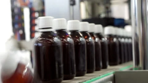 The movement of empty bottles on the conveyor. Stock Footage 197408493
