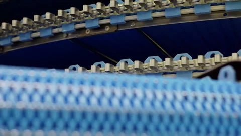 The movement of an empty conveyor line for the production of bakery products. Stock Footage 151214724