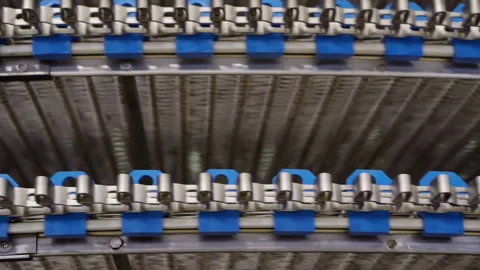 The movement of an empty conveyor line for the production of bakery products. Stock Footage 151240241