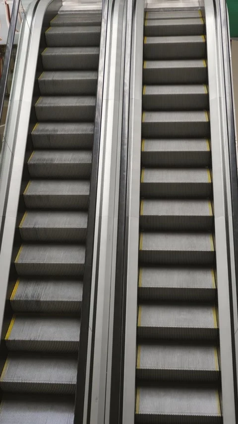Movement of escalator up and down. Empty escalators, city transport Stock Footage 308176224