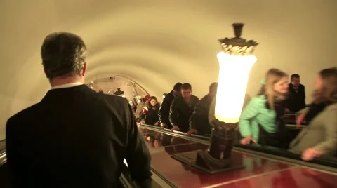 The movement of the escalator in the metro Stock Footage 52924343