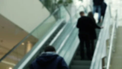 The movement of the escalator with people, Timelapse . Stock Footage 217387586