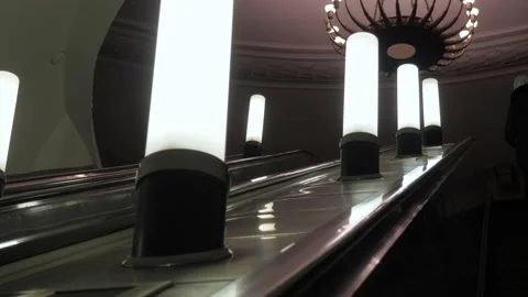 Movement on the escalator in the subway. Stock Footage 236356696