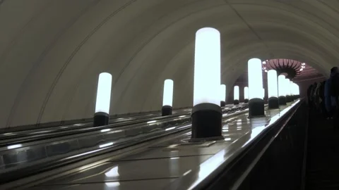 Movement on the escalator in the subway. Stock Footage 236356740