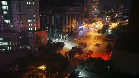 Movement in the evening city. timelapse Stock Footage 100234121