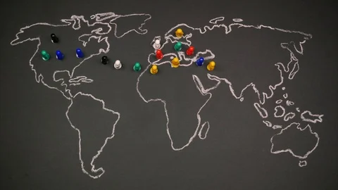 The movement of figures symbolizing the migration of people. Stop motion Stock Footage 115662077
