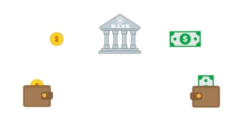 The movement of financial flows from customers' wallets to bank accounts Stock Footage 314744891