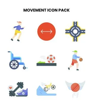 Movement Flat Bundle Icons Pack Stock Illustration