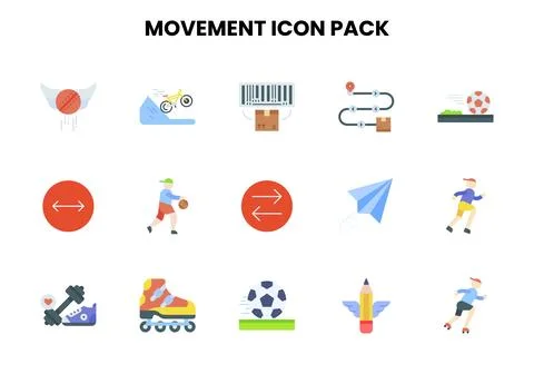 Movement Flat Bundle Icons Pack Stock Illustration