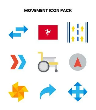 Movement Flat Collection Icons Pack Illustrazione stock