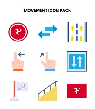 Movement Flat Collection Icons Pack Stock Illustration