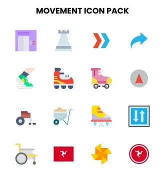 Movement Flat Graphics Icons Pack Stock Illustration