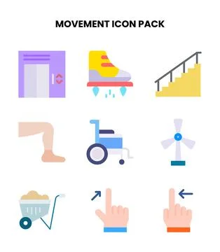 Movement Flat Icons Pack Stock Illustration