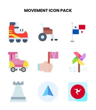 Movement Flat Icons Pack Stock Illustration