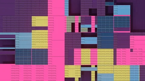 Movement flat rectangular shapes. Game of tag abstract pattern 3d loop animation Stock Footage 121420814