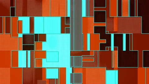 Movement flat rectangular shapes, reminiscent game of tag. 3d loop animation 4K Stock Footage 126657097