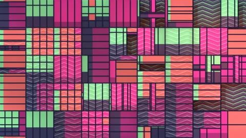 Movement flat rectangular shapes, reminiscent game of tag. 3d loop animation. 4K Stock Footage 147598207