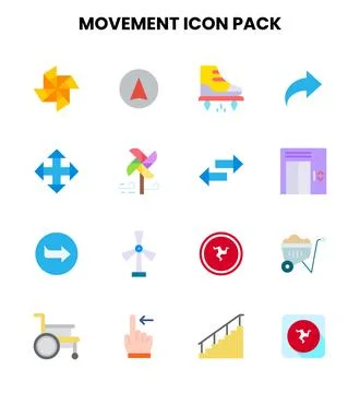 Movement Flat Set Icons Pack 스톡 일러스트