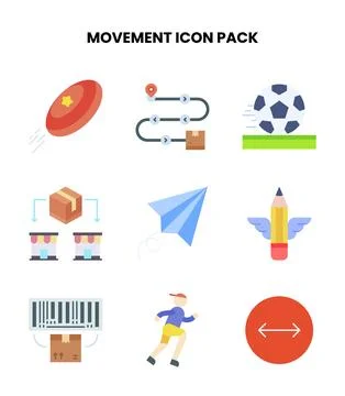Movement Flat Set Icons Pack Stock Illustration