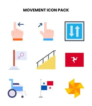 Movement Flat Set Icons Pack Stock Illustration