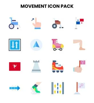 Movement Flat UI Icons Pack Stock Illustration