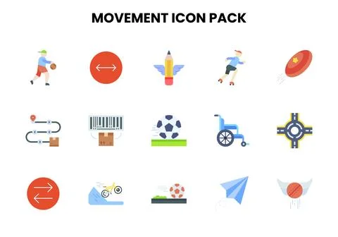 Movement Flat UI Icons Pack Stock Illustration