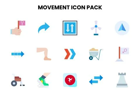 Movement Flat UI Icons Pack Stock Illustration