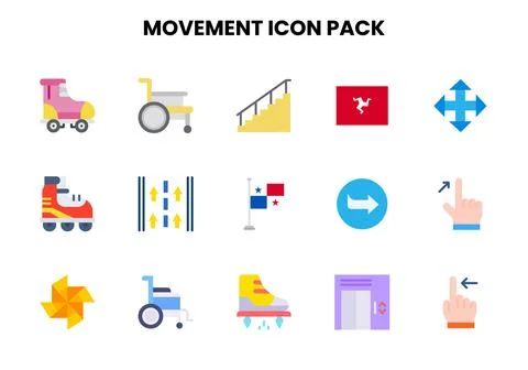 Movement Flat UI Icons Pack Illustrazione stock