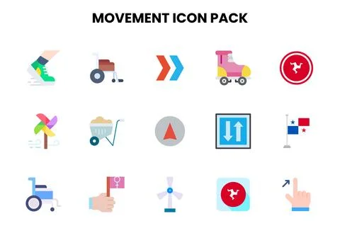 Movement Flat UI Icons Pack Illustrazione stock