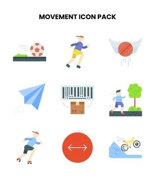Movement Flat Vector Icons Pack Illustrazione stock