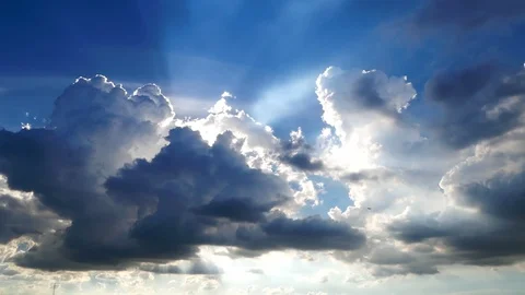 The movement of fluffy clouds and beautiful light Stock Footage 91678662