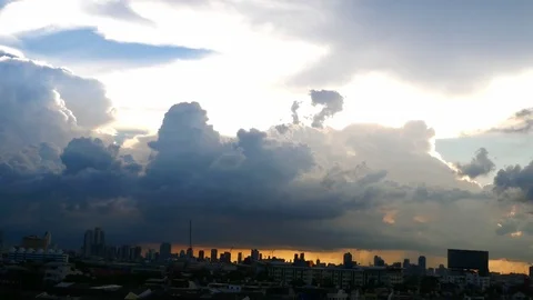 The movement of fluffy, overcast clouds Stock Footage 91681165