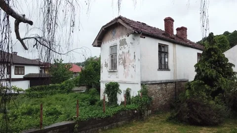 Movement Forward to Old Abandoned House in Tryavna Town, Bulgaria Stock Footage 222831376