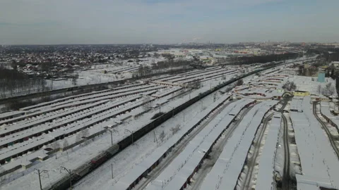 Movement of freight train through the city Stock Footage 170529823