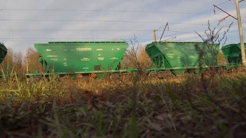 Movement of freight train wagons Stock Footage 82454220