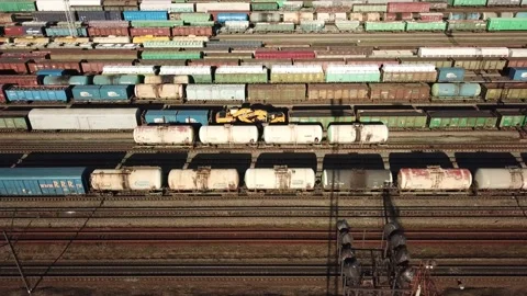 The movement of freight trains on the sorting platform. Stock Footage 141781239