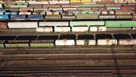 The movement of freight trains on the sorting platform. Stock Footage 141781247