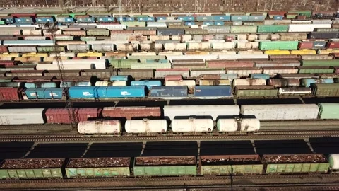 The movement of freight trains on the sorting platform. Stock Footage 141781252