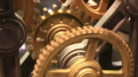 Movement of gears in the working clockwork close up Stock Footage 50950190